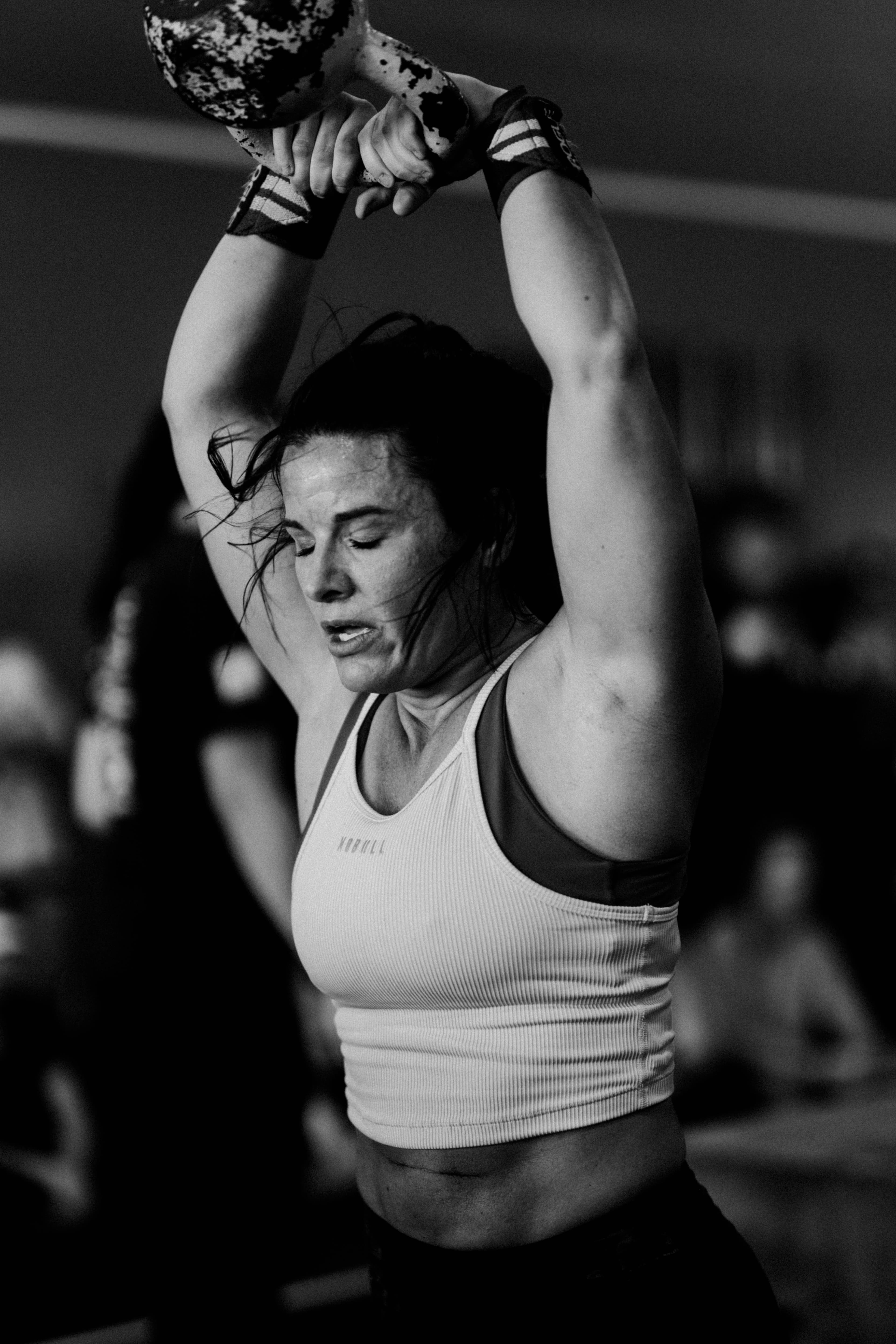 Athlete training with a kettlebell
